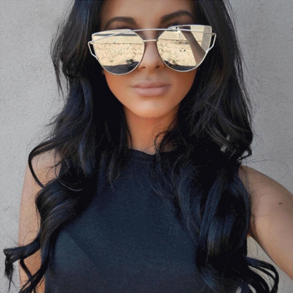 Womens Cat Eyes Sunglasses Gradient Ocean Lents